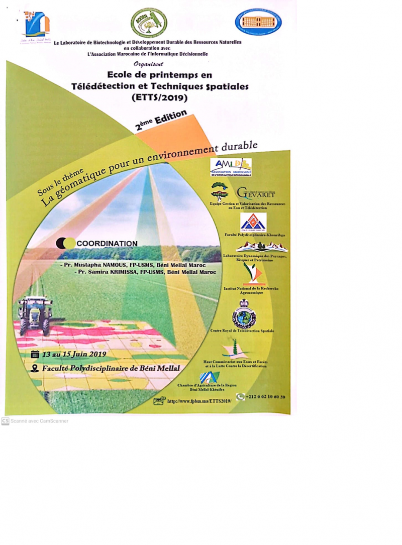 La deuxième édition de l’école de printemps en Télédétection et Techniques Spatiales (ETTS 2019)